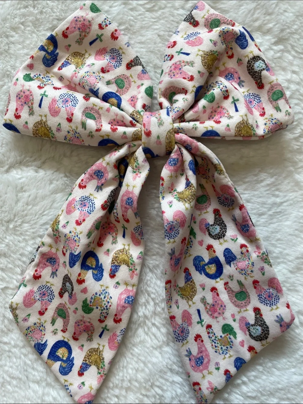 Boutique Pet Bow Chicken Print